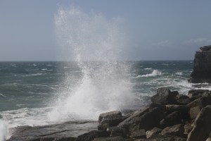 Waves hitting the headland