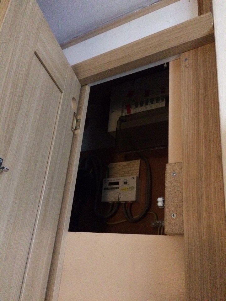The electricity meter in one corner takes out a whole cupboard space