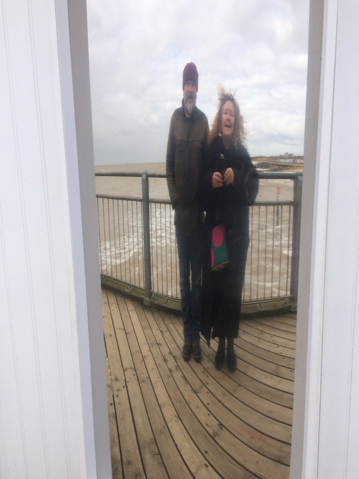 How we wish we looked, lovely and slender, even though windswept and with the sea raging behind us