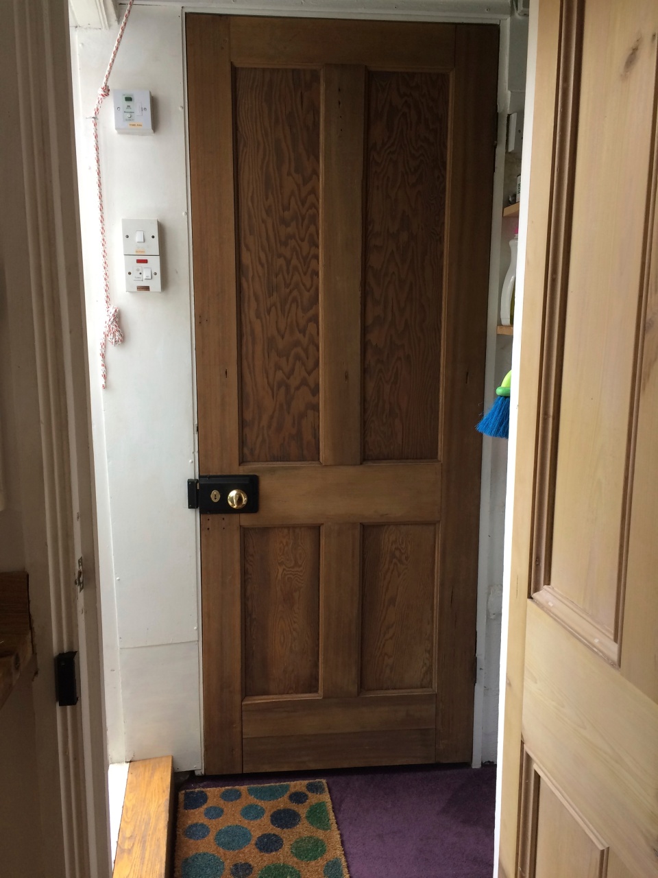 Two doors hung downstairs and three on the next two floors